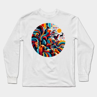 Wild Rhythms: Abstract Nature Fusion Art Long Sleeve T-Shirt